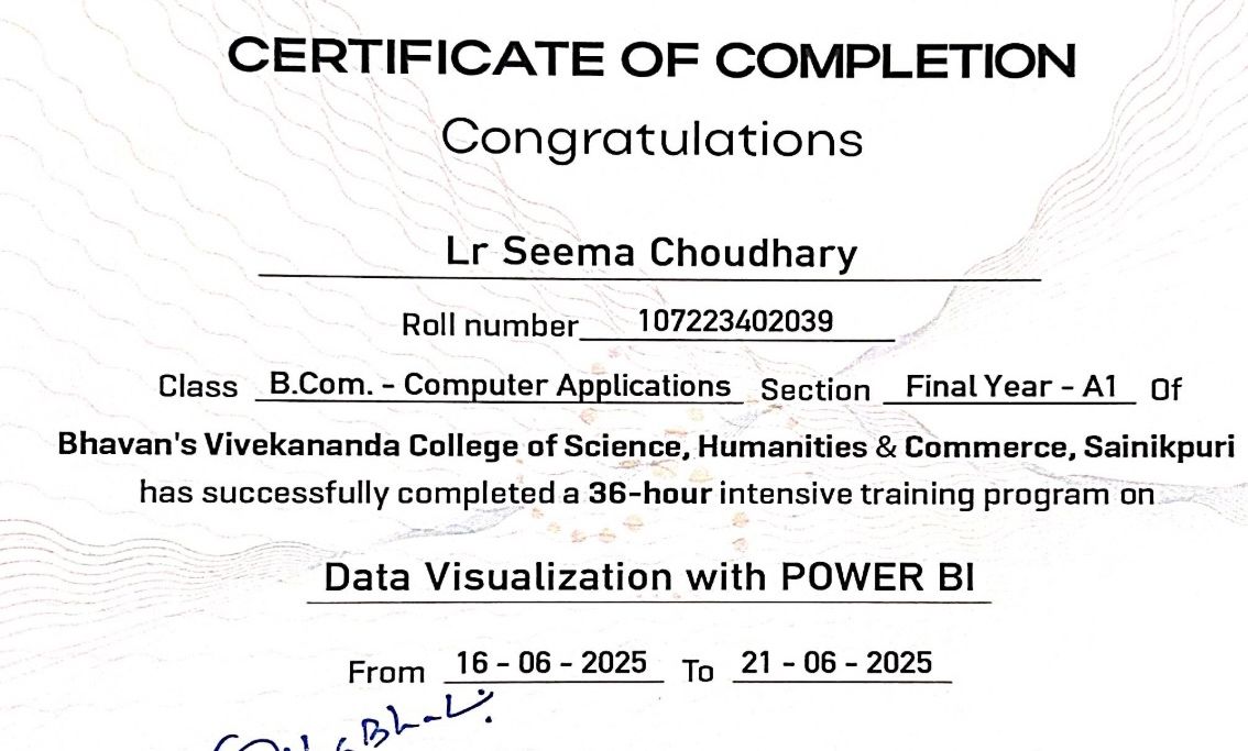 LR Seema Choudhary Certificate